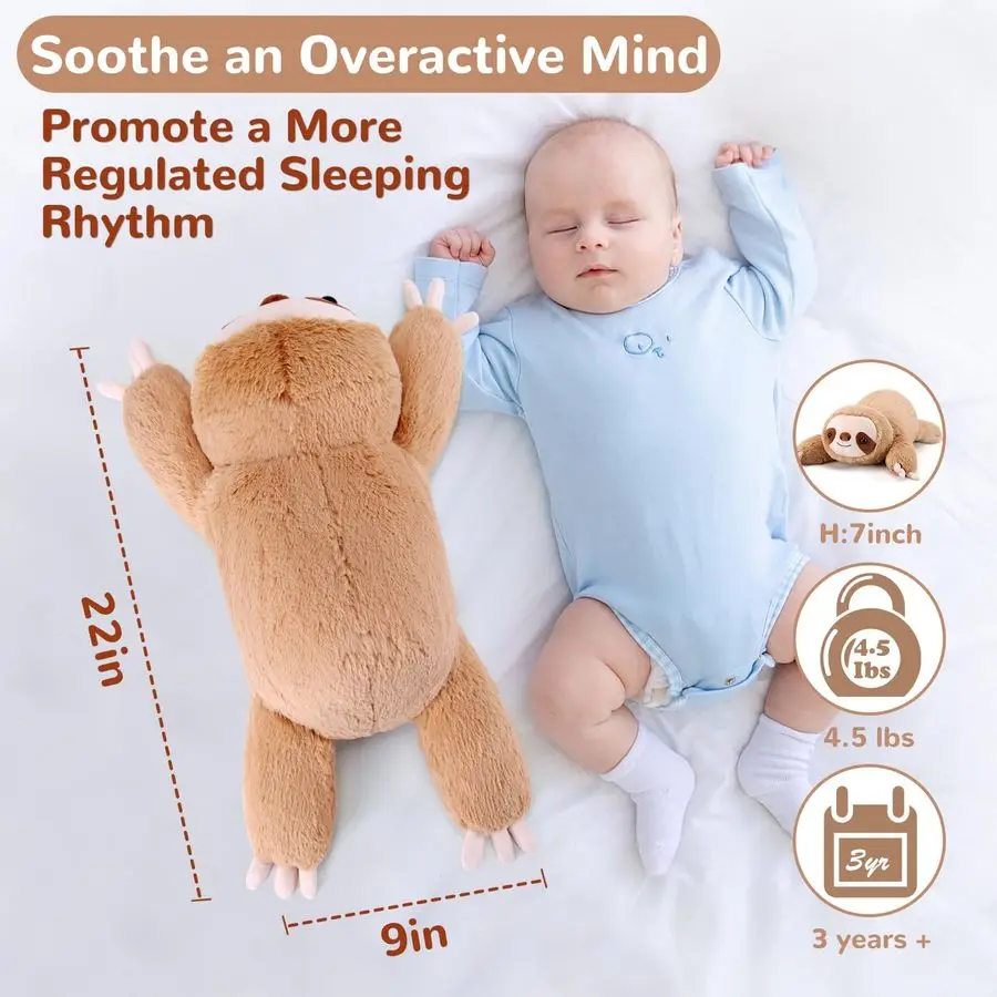 ナマケモノのぬいぐるみ 22インチ 4.5ポンド 重みのあるぬいぐるみ ナマケモノのぬいぐるみ 大きなぬいぐるみ枕 かわいいぬいぐるみおもちゃ ギフト