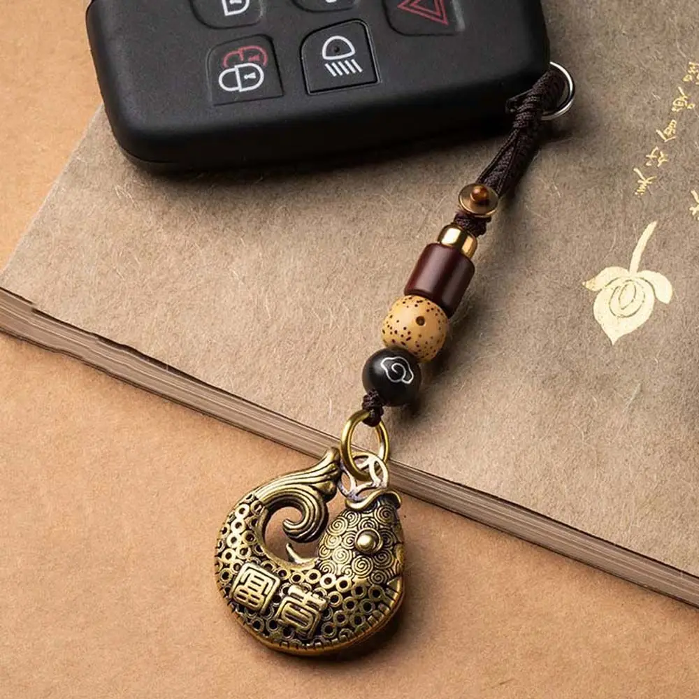 Interior Accessories Car Accessories Lucky Rope Brass Keychain Brass Key Rings Lucky Fish Keyfob Car Key Chain