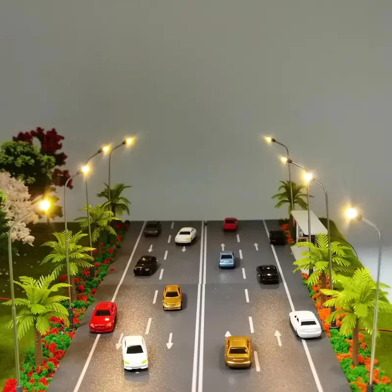 Lampa uliczna do modeli kolejowych w skali 1:75-300, lampy uliczne w skali T N, diody LED, oświetlenie 3V, akcesoria do scenografii kolejowej, miniaturowe elementy.