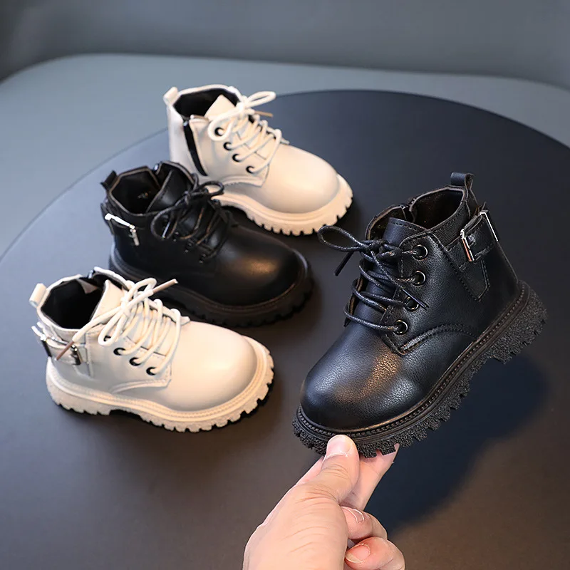 

Kids Short Boots Retro Soild Color Boys Girls Casual Ankle Boots Side Zipper 2025 Autumn New Children Leather Boots Versatile