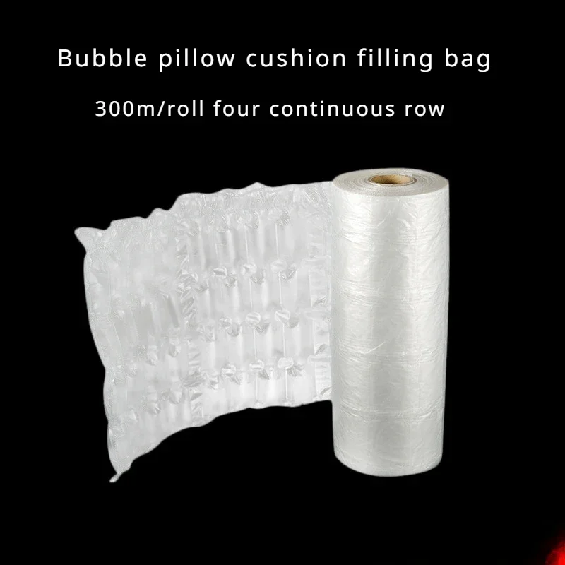 4 Rows Air Cushion Inflatable Packaging Bag, 25x40CM Shockproof Anti-drop Air Column Film, 300m Per Roll