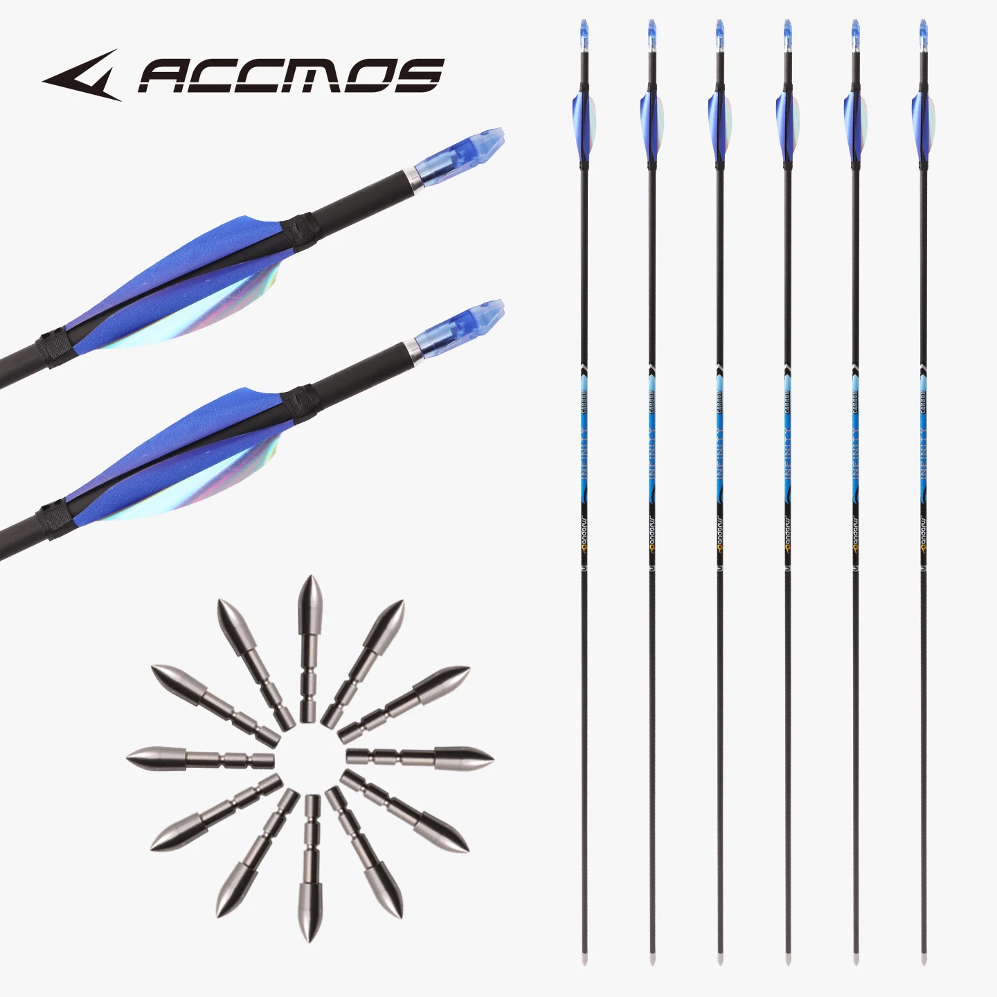 12 Frecce In Carbonio SP400 Per Arco Composto, Ricurvo E Longbow – Leggere E Precise Per Tiro Con L’Arco E Caccia – Set Completo Con Impennaggio In Piuma