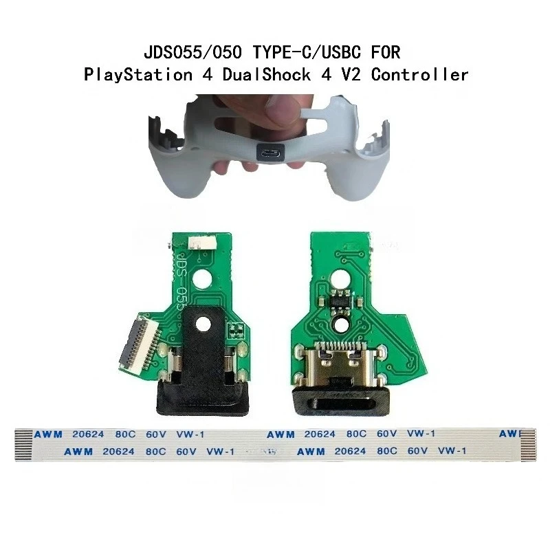 

Подходит для контроллера DualShock PS4 4V2 JDS 055/050, DIY USB Micro-B с портом Type-C для быстрой зарядки, плата PCB.