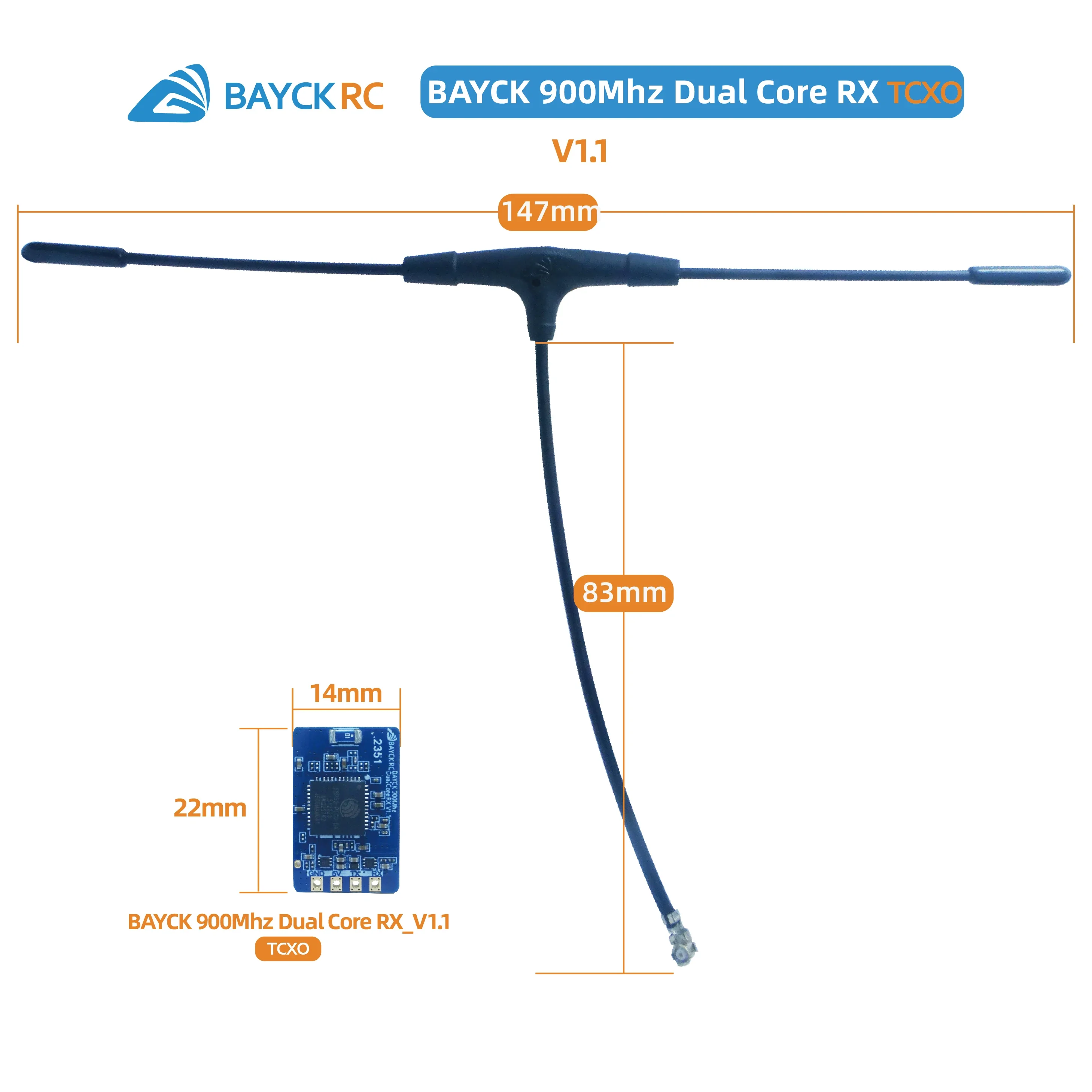 Bayck 915mhz dual core rx elrs 915 receptor de diversidade suporte crsf/sbus antena dupla para fpv drone quadcopter peças rc