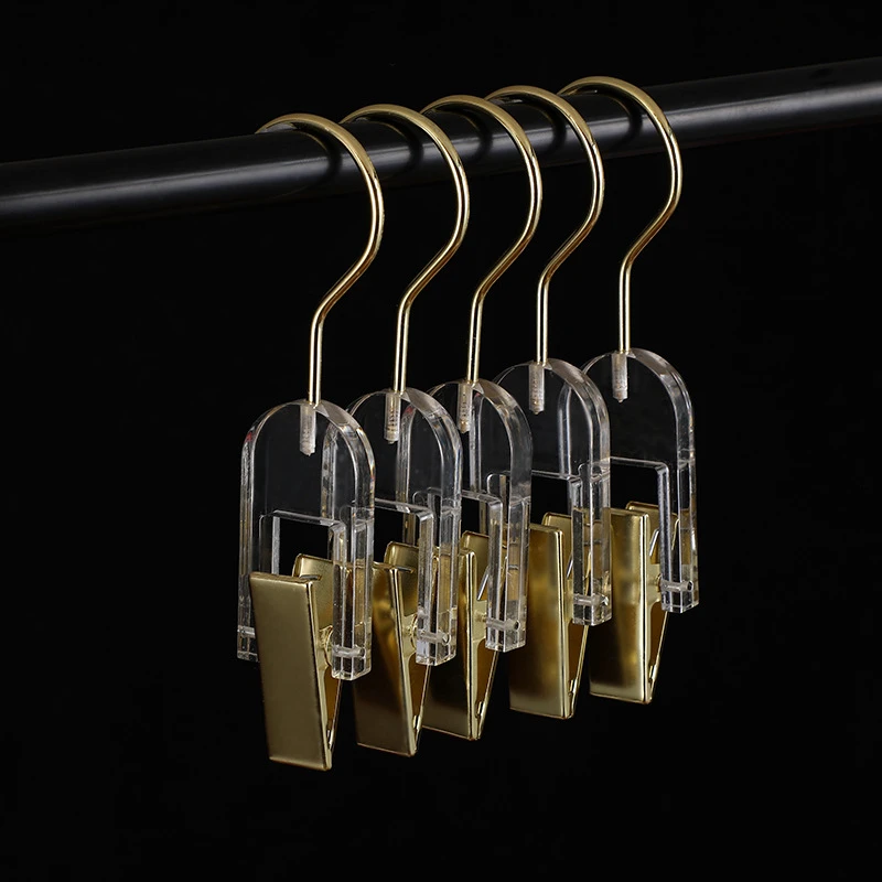 5pcs Transparent Hooks Clothing Store Wardrobe Acrylic Bra Clips Crystal Socks Scarf Hook Clothes Hanger Hook Pants Rack