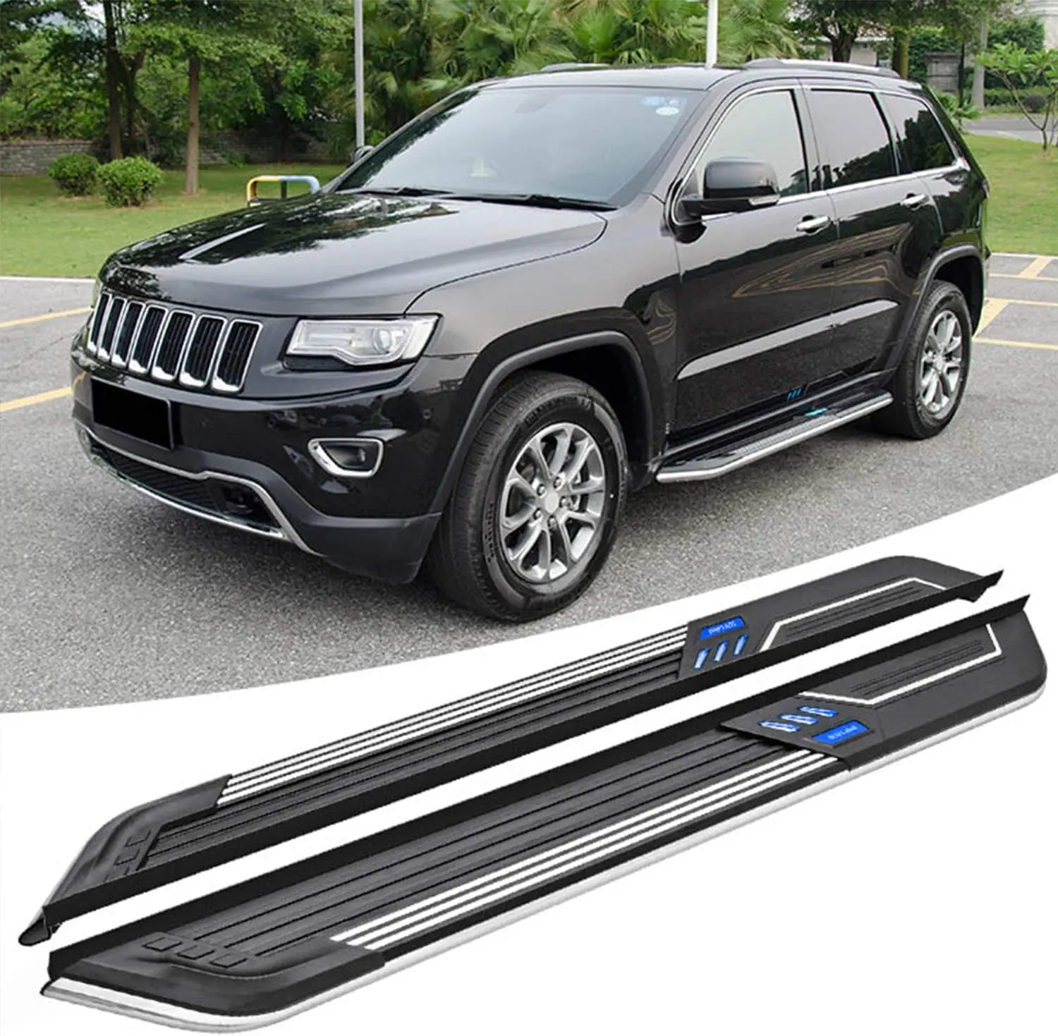 

Боковые шаги подходят для Jeep Grand Cherokee 2011-2021, классические алюминиевые педали