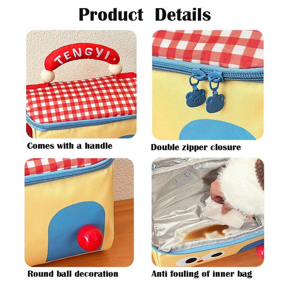 

Cute Cartoon Cottage Makeup Bag Large Capacity Multifunctional Lunch Box Bag Insulated Fresh-Keeping Handbag