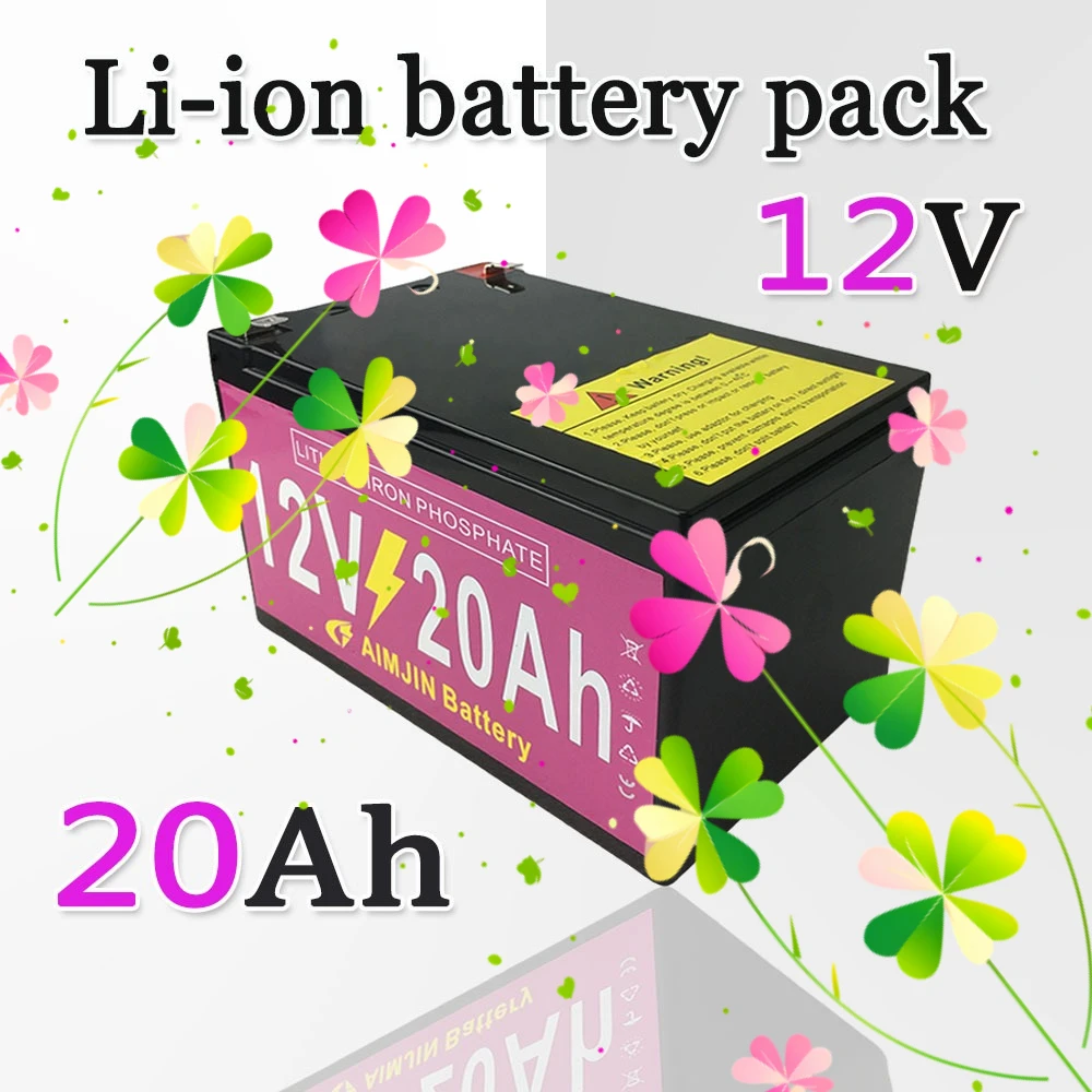 

LiFePo4 12V 20AH for Kid Scooter Boat Motor Light Battery Pack 20000mAh Lithium Iron Phosphate Battery Built-in BMS 12.8V