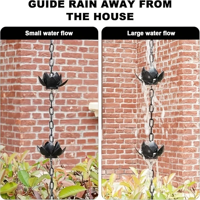 Outdoor courtyard lotus rain chain, Japanese drainage rain chain, villa eaves decorative falling water chain, water guide chain