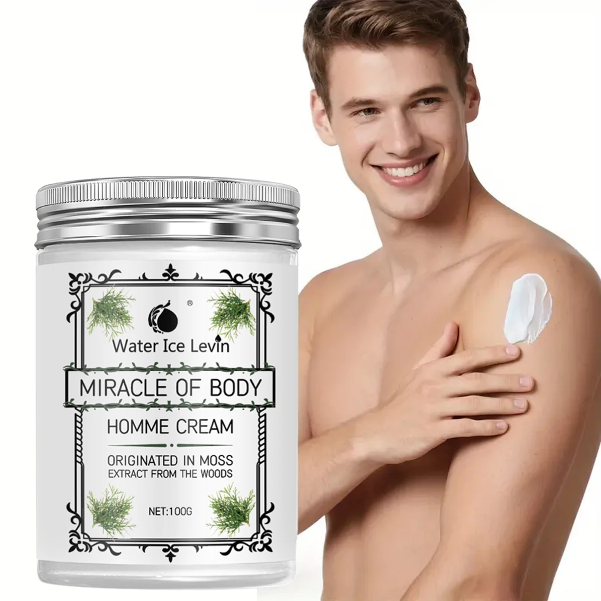طقوس سهرة يومي من Water Ice Levin Homme Cream للرجال المتميزين. مستخلص الطحلب والخشب المخصب. يهدئ، يكرر البشرة. #1