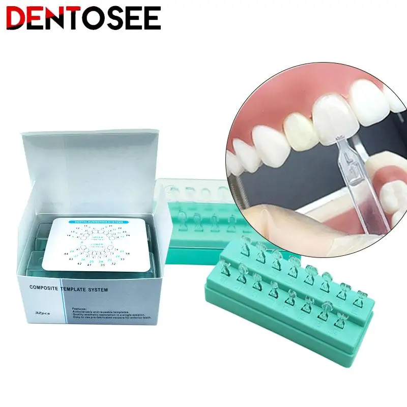 

32Pcs Dental Porcelain Teeth Veneer Aesthetic Mould Anterior Tooth Whitening Tool Composite Resin Mold Kit Dental Consumables