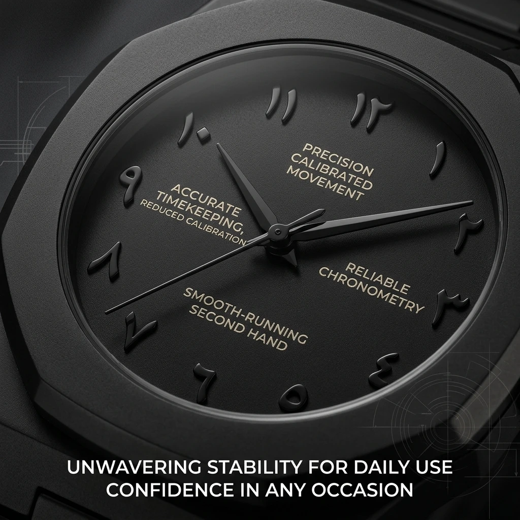 1pc All-Black Metal Chain Watch with Octagonal Bezel, Unique Markings, Simple and Stylish, Unisex, Trendy and Versatile