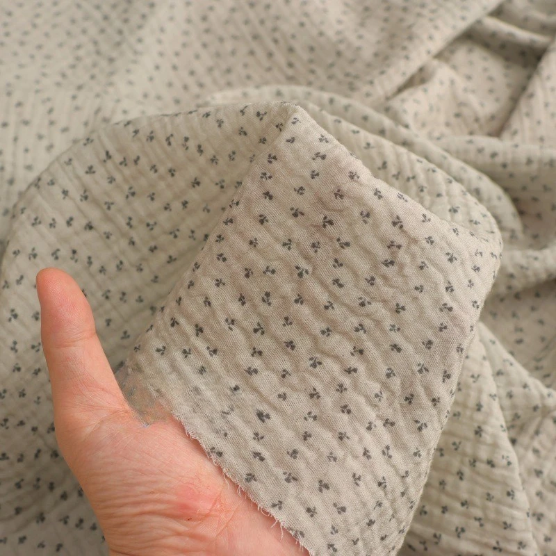 135 x 50 cm Zement-Blumendruck, reine Baumwolle, doppellagiges Krepp-Baby-Lätzchen, Haargummi, Pyjama, Handtuch, Nähtuch
