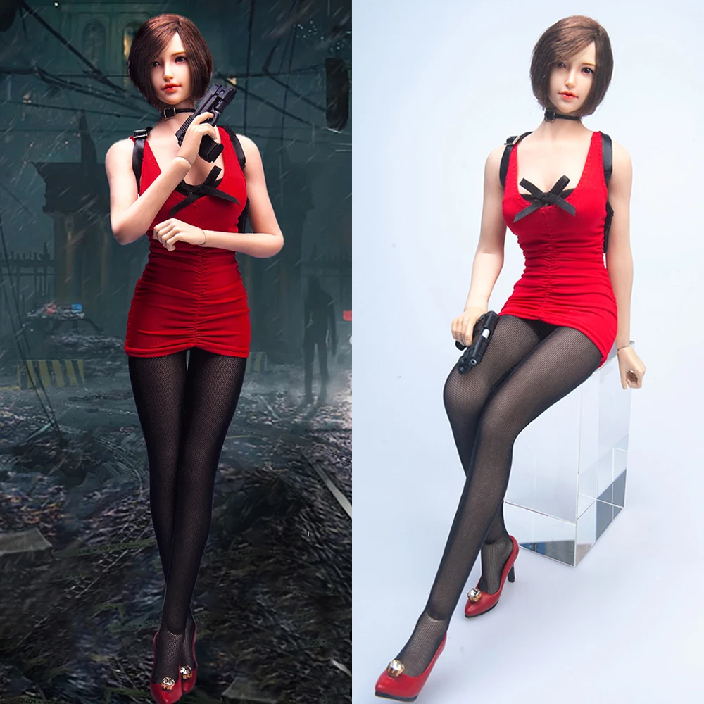 

TYM TYM128 1/6 масштаб Женский солдат Косплей Ада Вонг Комплект одежды Красное плиссированное облегающее платье подходит для 12-дюймовой экшн-фигурки тела DIY