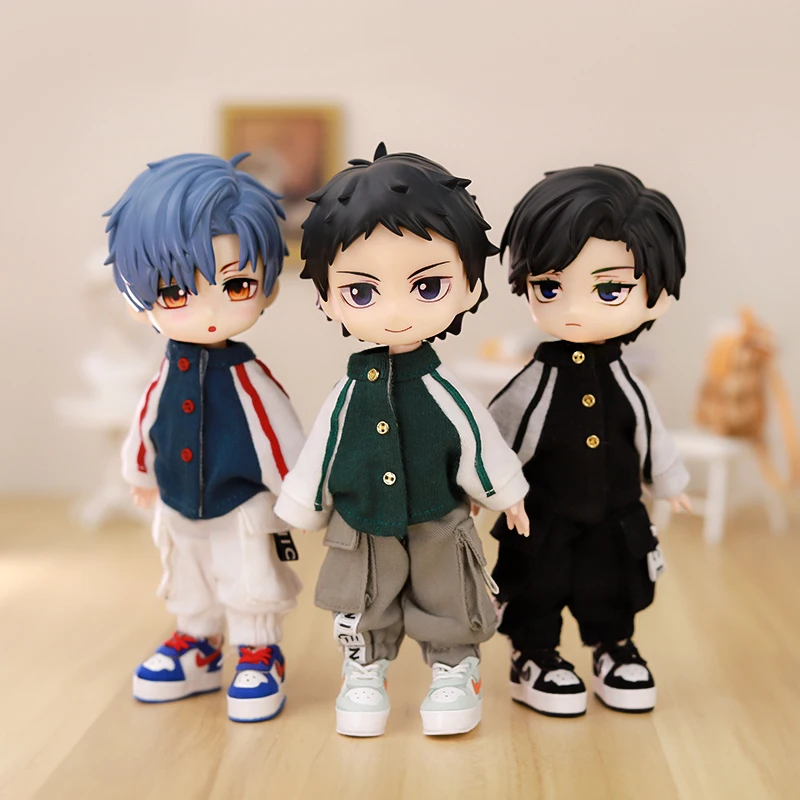 OB11 Baby Clothes Baseball Uniform Letter Overalls Suit Coat Fashion Pants For Obitsu11 Molly YMY Body 1/12 BJD Doll