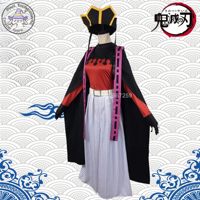 Kimetsu No Yaiba Anime Demon Doma Douma Cosplay Costume Twelve Kizuki Upper Rank Two Role Play Wig Fan Sets Outfit for Men Women