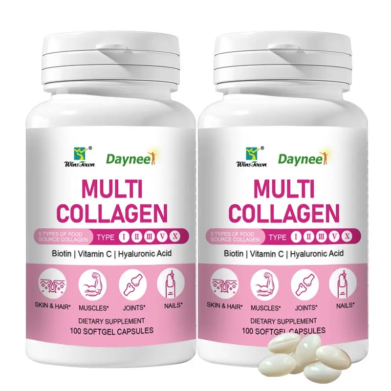 Multi Collagen Pills for Women 90pcs with Biotin Hyaluronic Acid Magnesium Grape Seed Vitamin A&C Capsules Dietary Supplement