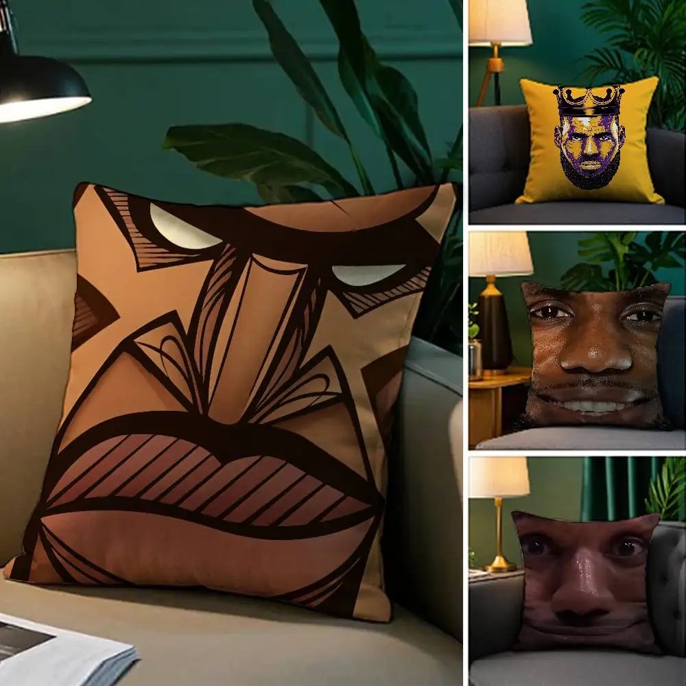Funny King J-James Lebron Pillow Case Plush Fabric Soft Pillowcase Double Sided Print Sofa Cushion Cover Throw