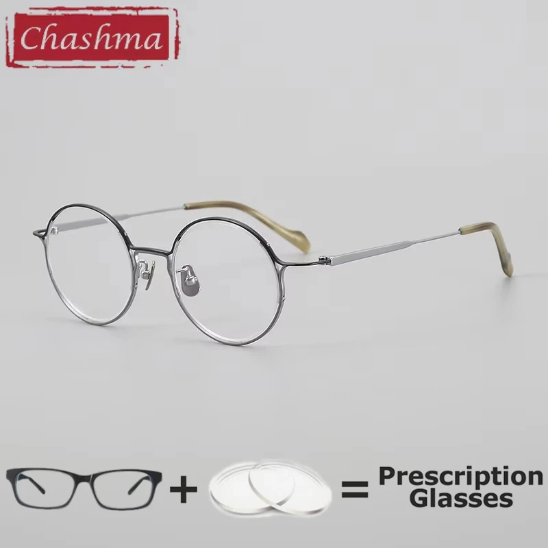 

Chashma Pure Titanium Prescription Glasses Men Round Frame Small Circle Myopia Glass Luxury Fashion Optical Glasses Frame Women
