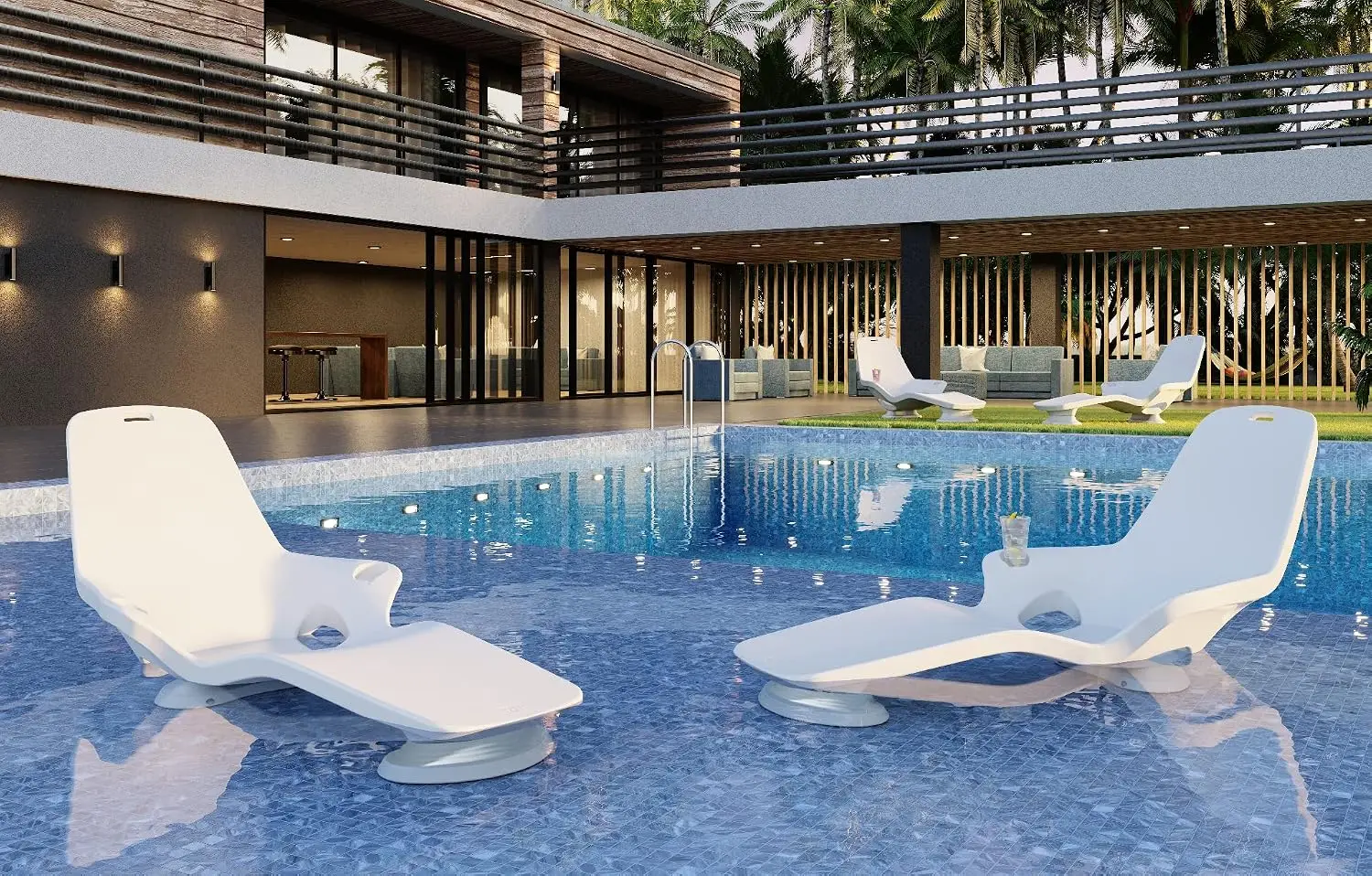 Tenjam Shayz in Pool Lounge Chairs for Sun Shelf Set of Two, Pool Chairs and Lounger for in Pool Tanning Ledge with Custom Desig