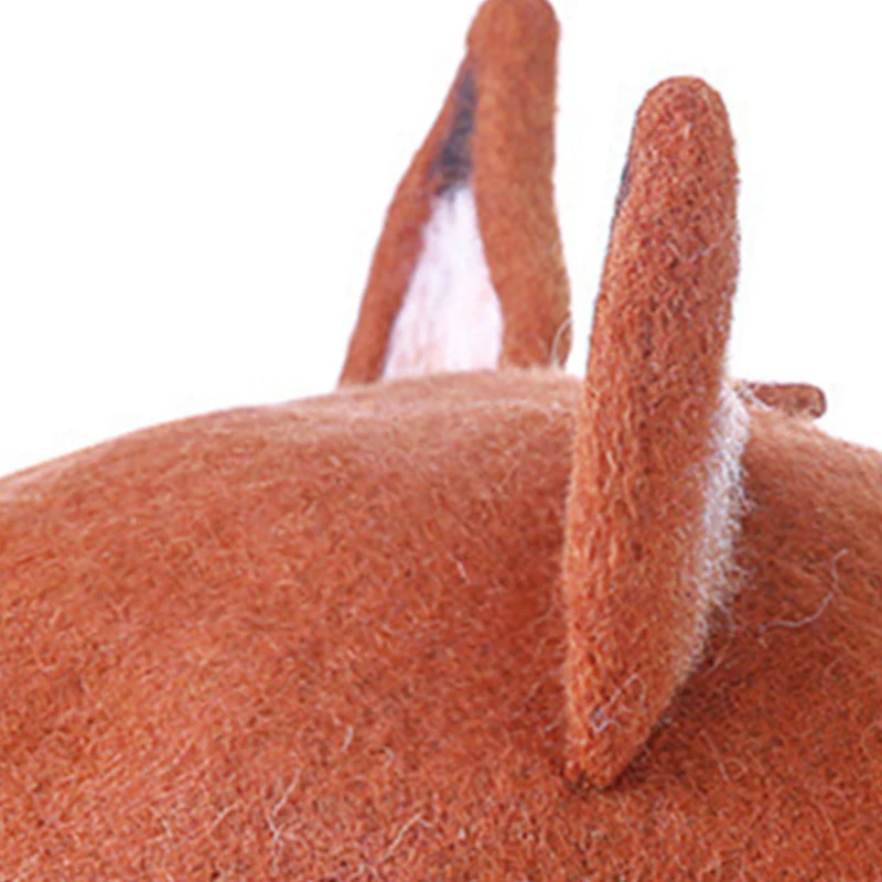 

NALFI-милый берет с лисьими ушками, повседневная теплая шляпа художника, берет ручной работы