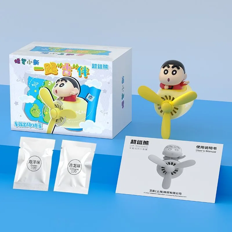 Anime Crayon Shinchan Cartoon Style Car Aromatherapy FruitFlower Smell Diffuser Rotating Propeller Air Freshener Decoration Gift view 6