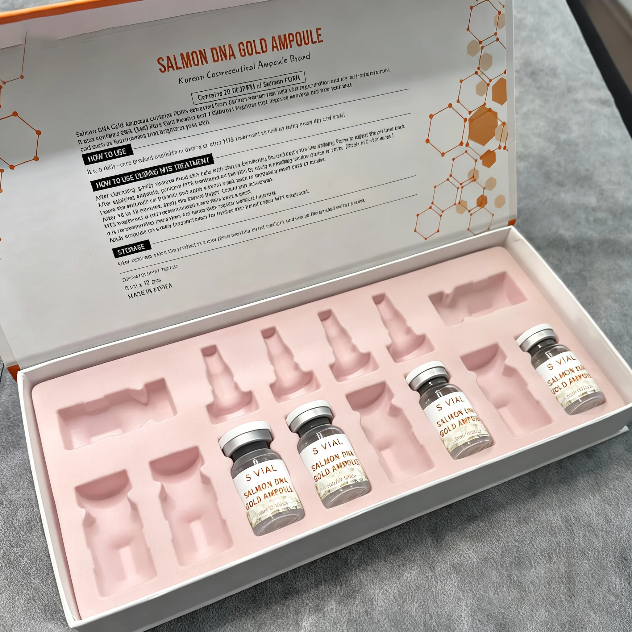 Ampolla de Oro, Suero Coreano para Revitalizar la Piel, Suero con ADN de Salmón, Suero PDRN al 99% para la Cara, Colágeno, Hidratación Profunda, Reafirmante