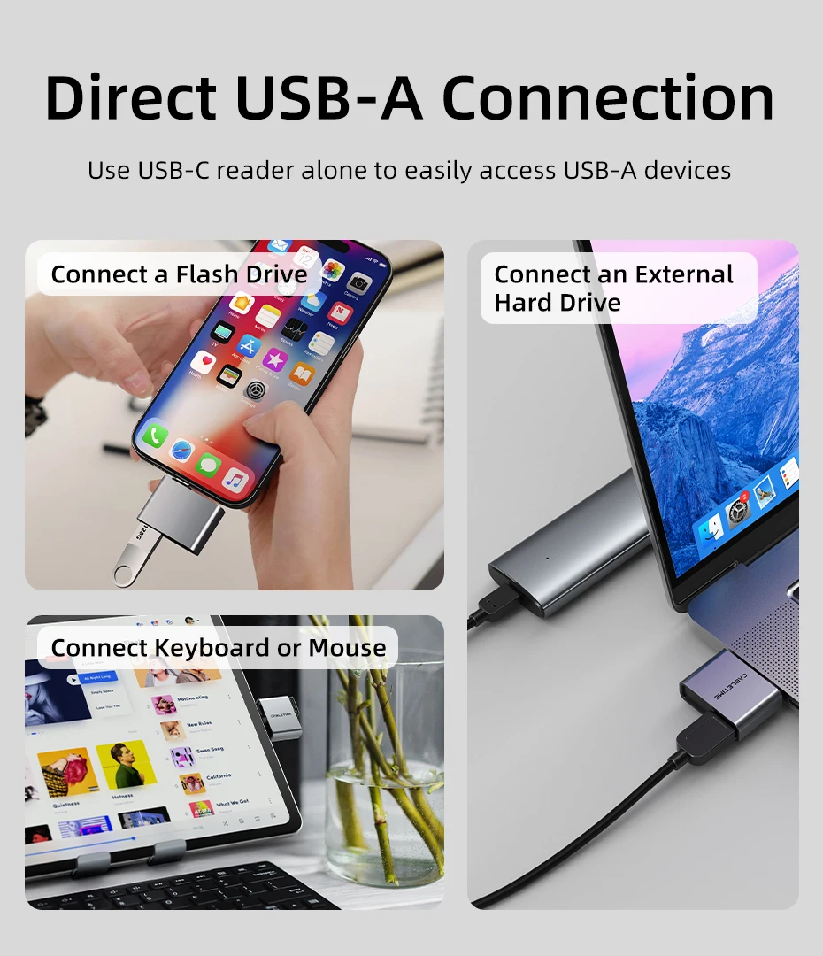 CABLETIME SD4.0 Kartenleser 3 IN 1 312 MB/s 5 Gbit/s USB A & USB C auf SD/TF Speicherkartenadapter für Laptop, Telefon, MacBook – Detail 23