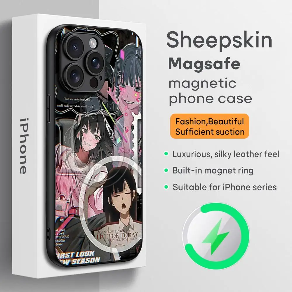 Популярный чехол для телефона Link Click в стиле аниме для iPhone 17, 16, 15, 14, 13, 12, 11 Plus Pro Max, роскошный роскошный чехол Magsafe из овчины
