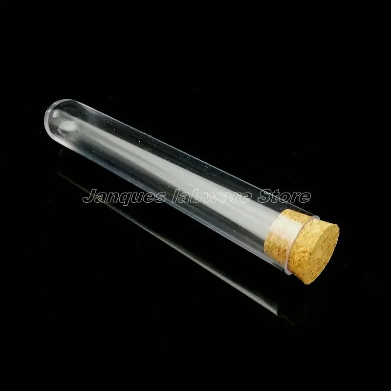 5pcs 25x150mm Lab Transparent Plastic Test Tubes With Cork Caps Party Candy Bottle with Round Bottom Wedding Gift Vial