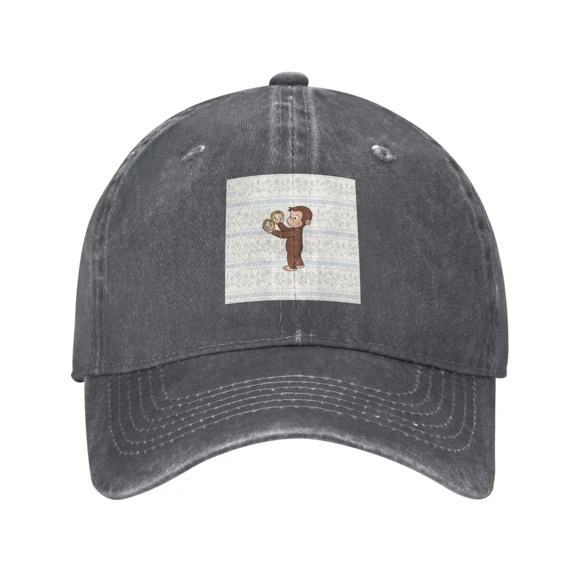 Curious George Monkey Cartoon Animation Baseball Caps Snapback Washed Denim Hats Outdoor  SportsBaseball Cowboy Hat for MenWomen
