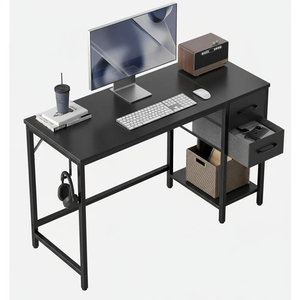 

40-дюймовый небольшой компьютерный стол с 2 ящиками, современный письменный стол для домашнего офиса для учебы и игр