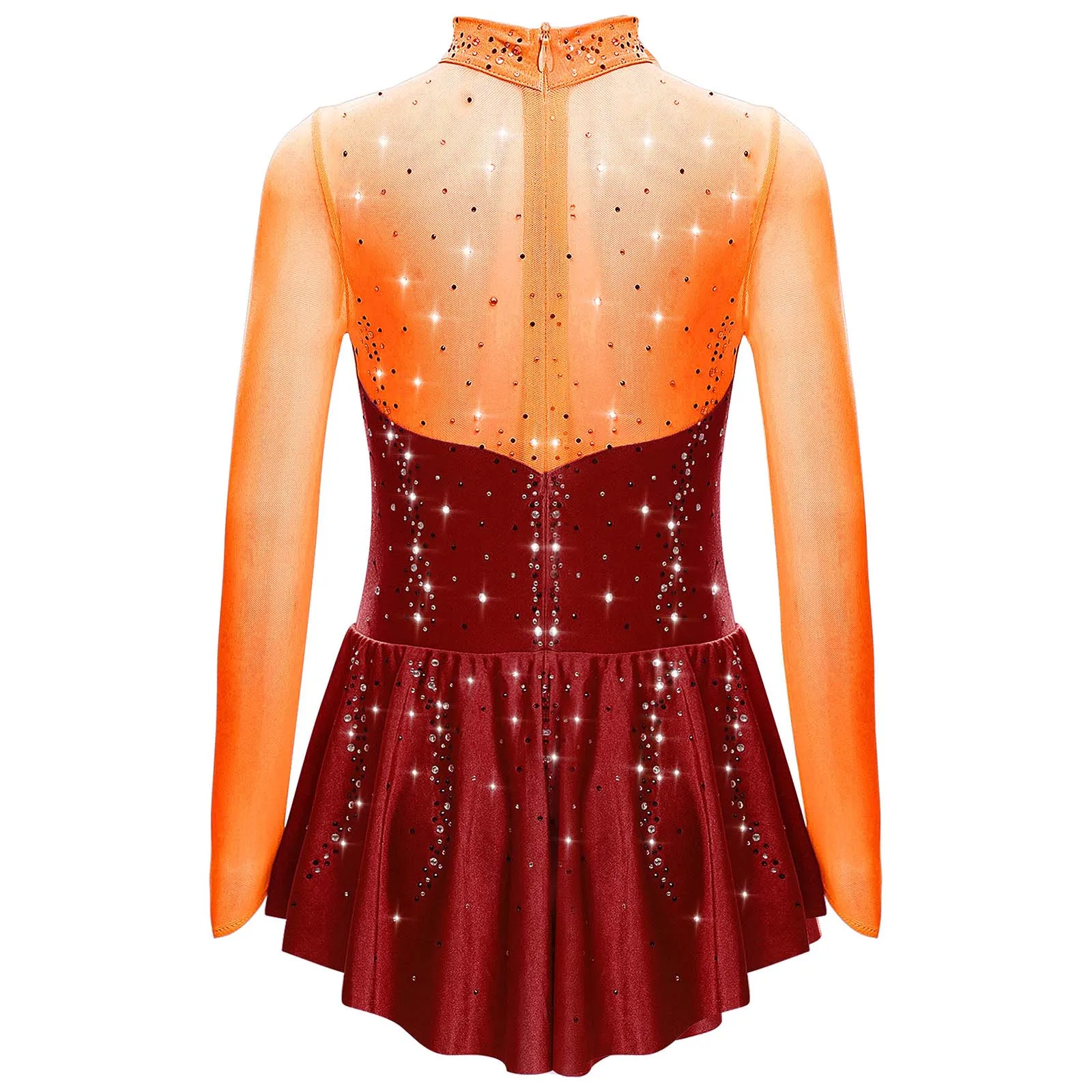 أطفال بنات بريق الراين الجمباز الشكل التزلج الباليه جيرسي أداء الرقص زي فساتين رقص الجمباز الغنائية #3