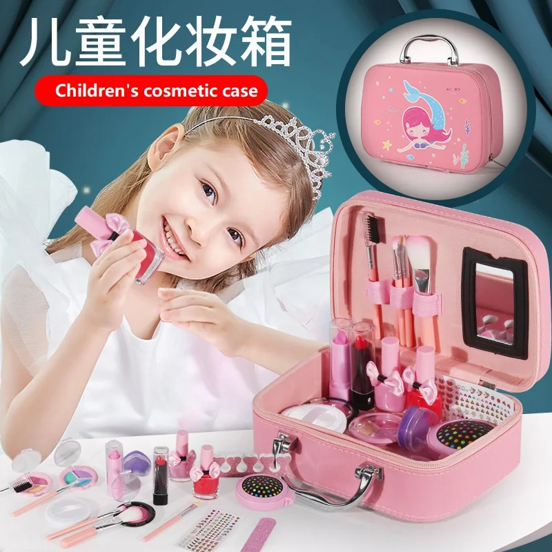 Children Handbag Simulation Makeup Toy Set Nail Polish Eye Shadow Washable Cosmetics Play House Educational Toys Birthday Gift