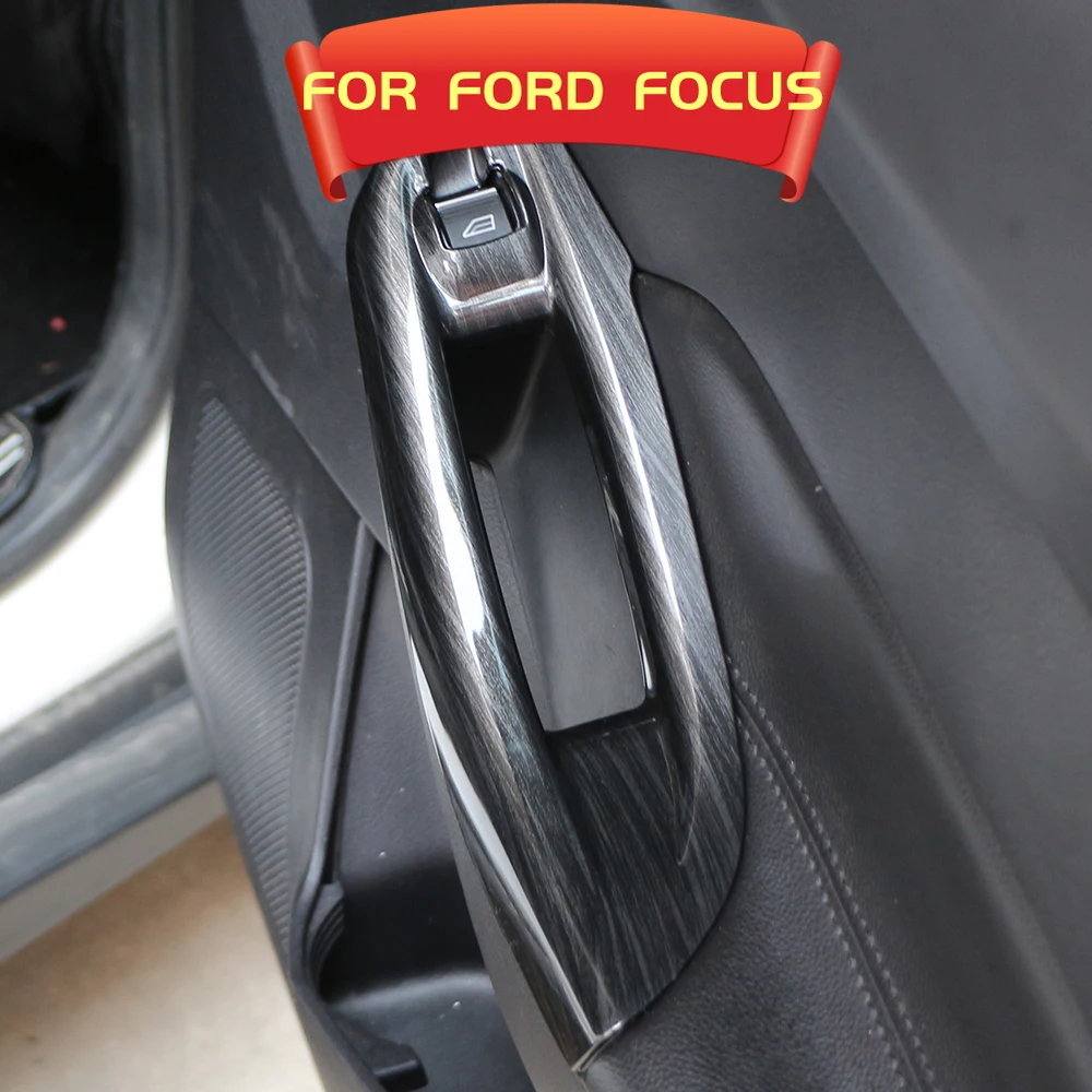 4Pcs For Ford Focus 3 MK3 MK4 2009-2017 Car Door Interior Armrest Window Panel Wood Black Decorative Sticker