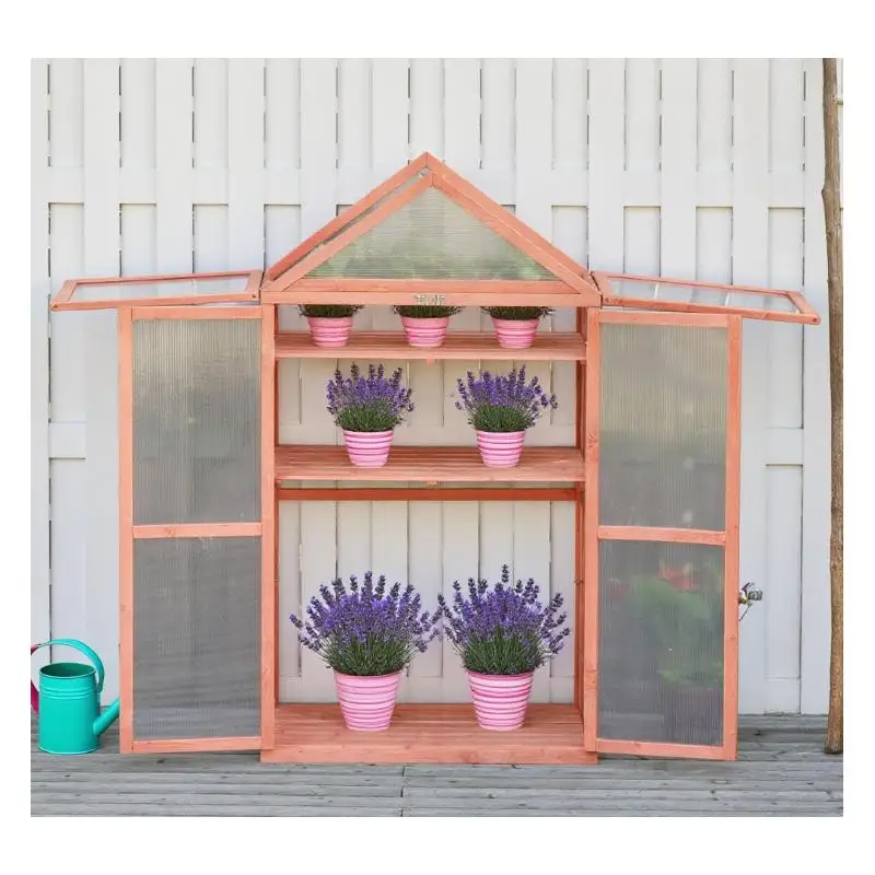 

Garden Wooden Cold Frame Greenhouse Flower Planter Box for Outdoor Gardening and Plant Growth