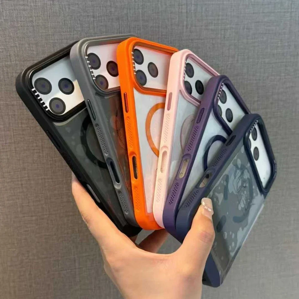 حافظة هاتف شفافة جديدة لهاتف آيفون 17 Air 16 15 14 Plus 13 12 17 Pro Max لهاتف Magsafe غطاء شحن لاسلكي مغناطيسي مضاد للسقوط #4