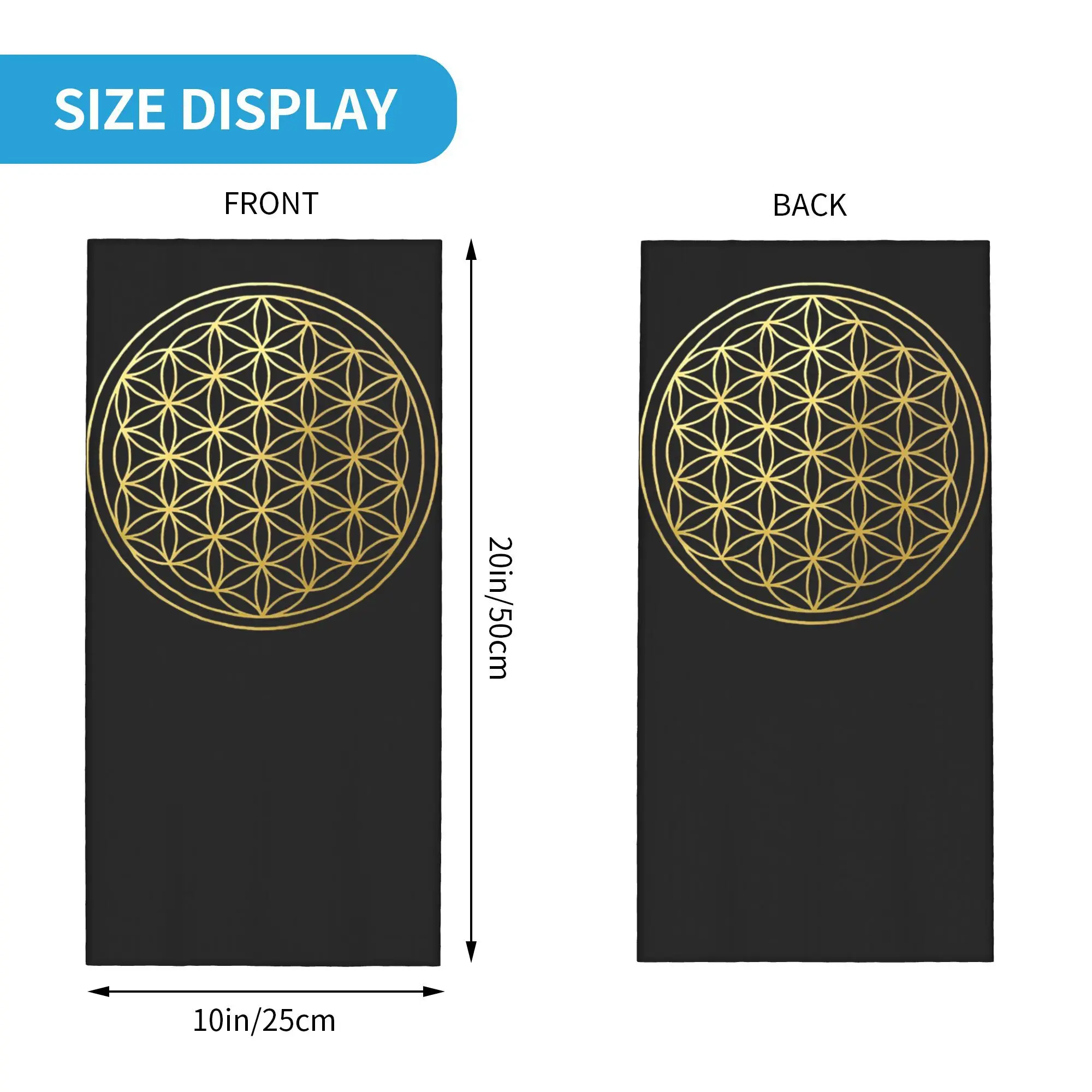 フラワーオブライフゴールド曼荼羅バンダナネックカバープリントマジックスカーフ暖かい帽子乗馬ユニセックス大人通気性