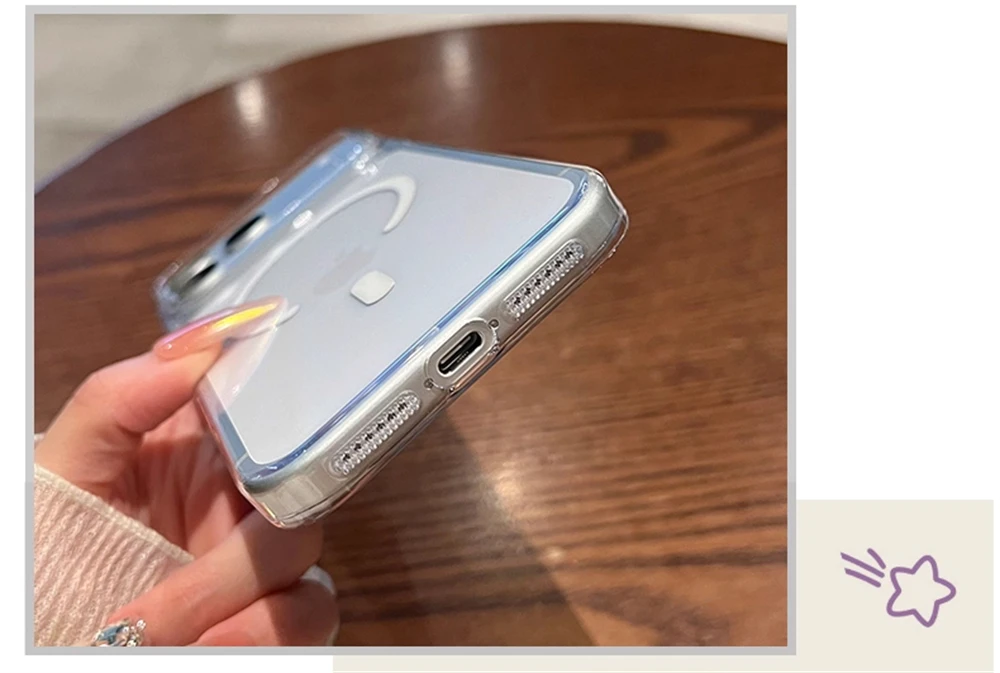 Ultradünne Transparente Hartschale für Magsafe Hülle für iPhone 18 17 Pro Max Air 16 15 14 Plus 13 12 Pro Magnetische Kabellose Ladehülle – Detail 5