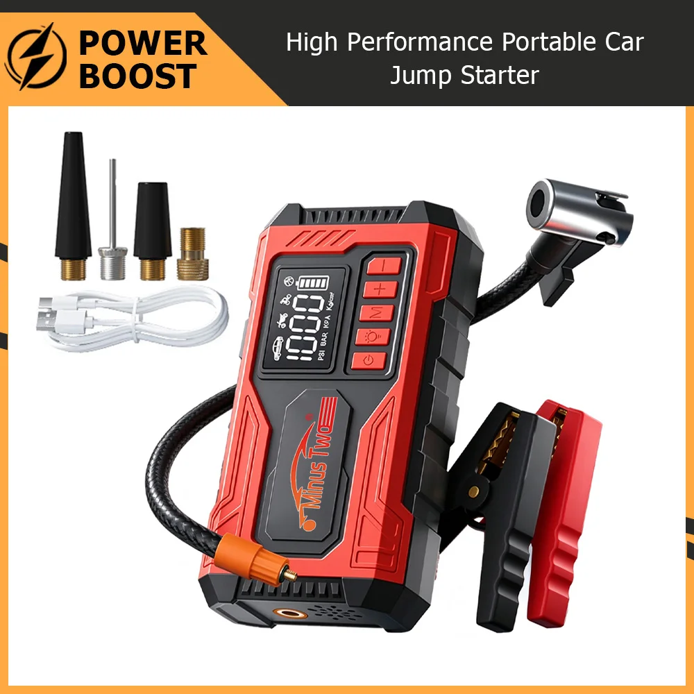 Newest All-in-One Car Emergency Jump Starter & Air Pump 4000A Peak 150PSI Tire Inflator LED Light Power Bank for SUV Truck Auto