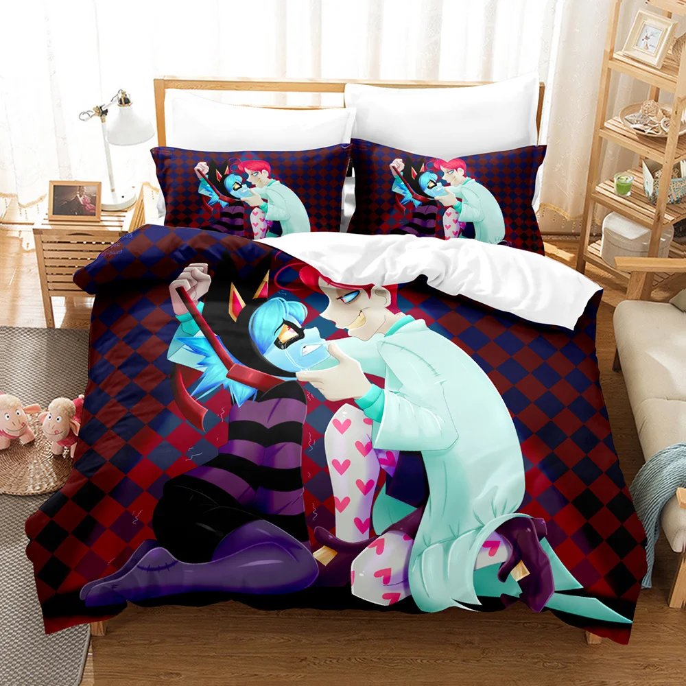 Dr. M Masacrik Retro Horror Typography Duvet Cover Set 3PCS Polyester Bedding With 2 Pillowcases PS1 Dark Game Text Home Decor