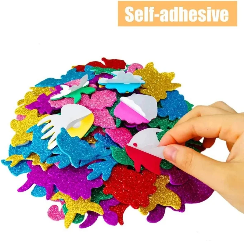 32PCS Colorful Glitter Sea Animals Foam Stickers Self Adhesive Kid\'s Arts Craft Supplies for Cards DIY Scrapbooking Home Decor