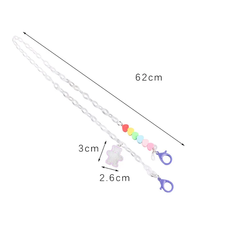 2023 Creative Candy Color Anti-lost Glasses Chain Fashion Children Acrylic Bear Charm Sunglasses Mask Holder Lanyard Neck Strap