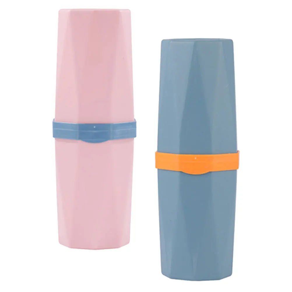 2 قطعة حامل فرشاة الأسنان المحمولة الكؤوس السفر فرشاة الأسنان حالات صندوق تخزين خفيف الوزن للسفر مدرسة رحلة عمل الاستخدام في الهواء الطلق #2