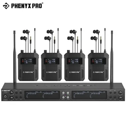 Quad-Channel Mono Wireless IEM System Metal transmitter w/4Plastic Bodypacks 4x25UHF Frequencies Rack Mount for Studio/Band