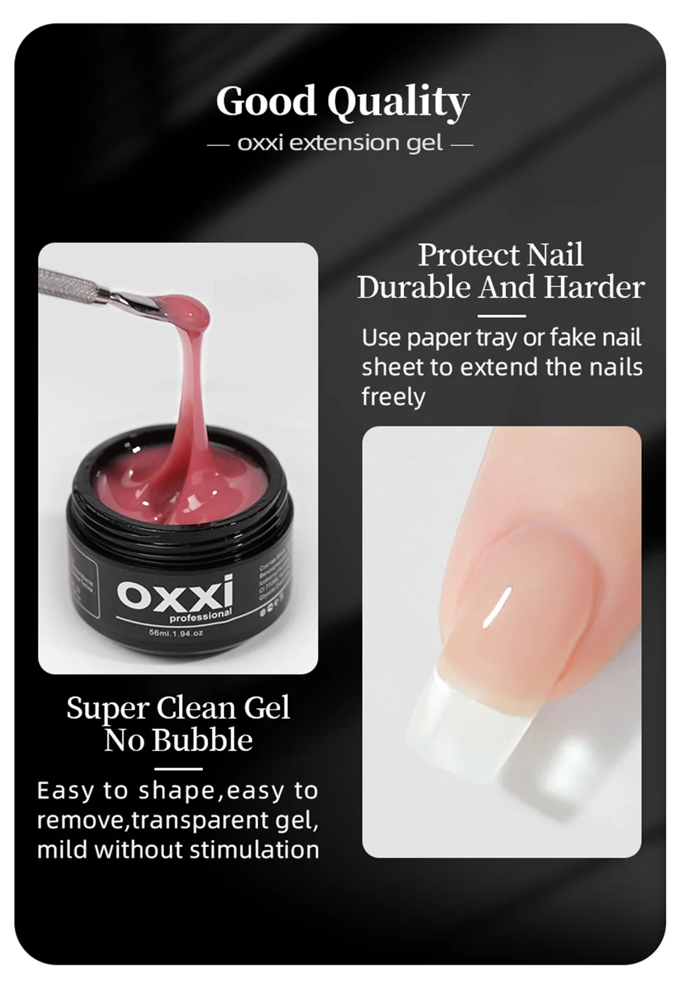 OXXI 56 ml UV-Nagelverlängerungsgel, semipermanenter Builder-Lack, Maniküre, Poly-Nägel, Gellac, Acryl-Gel-Nagellack, einfach zu aufbauende Emaille – Detail 5