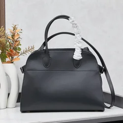 Black Calf Leather Margaux 12 Handbag for Women High Quality Version Large Travelling Tote Bags