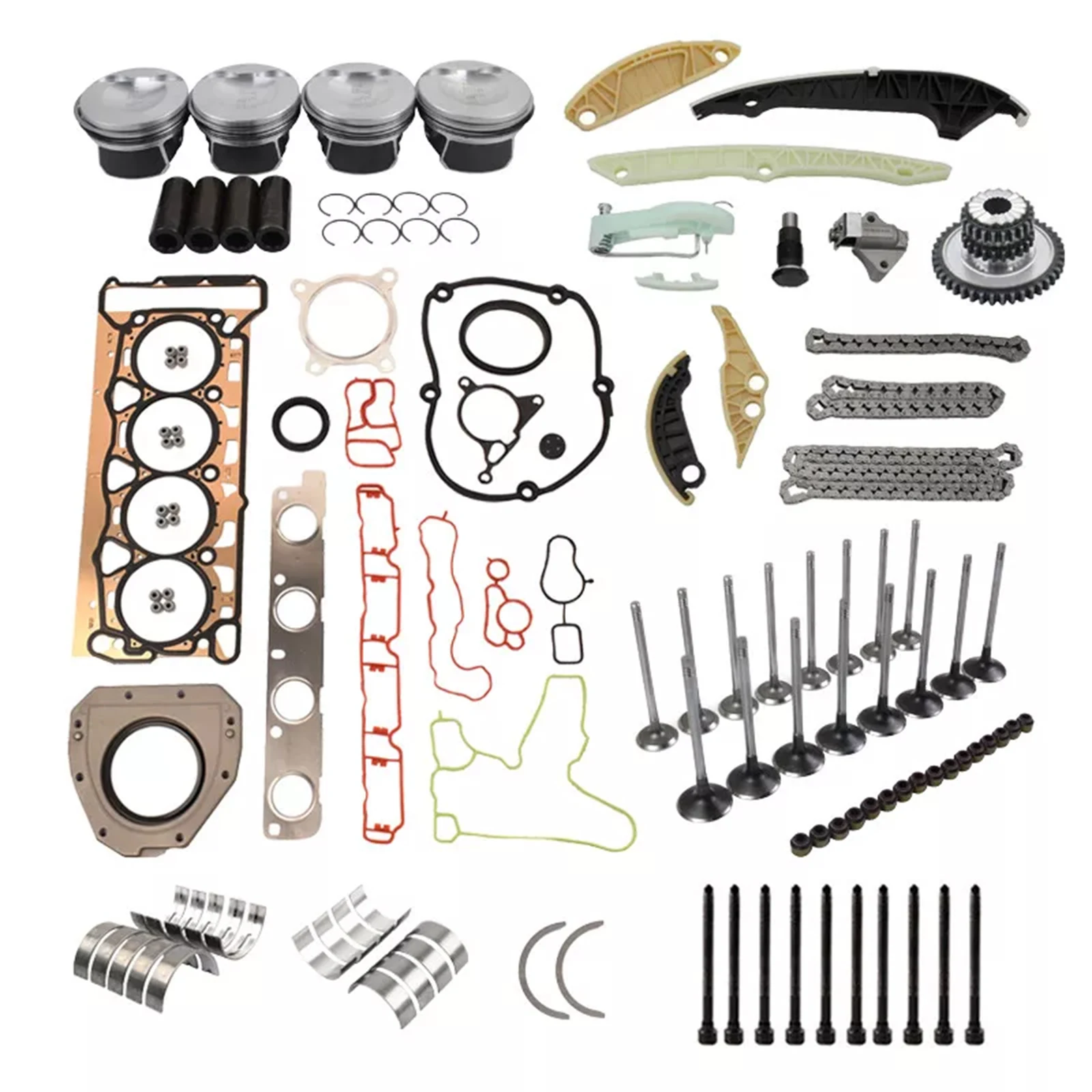 AP01 Timing Chain Kit & Pistons 23mm Kit For Audi VW Jetta CAEA CAEB CDNB CDNC 2.0L 06K109467N 06H115225P