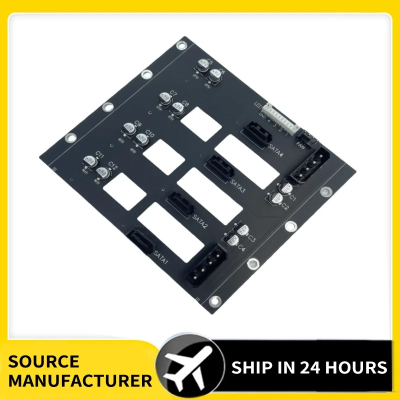 

Hard Drive Power Expansion Board 4 SATA Ports 2 Big 4D Connectors with 12V Fan Interface for PC NAS Server