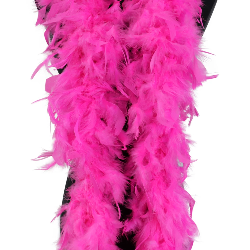 2 Yards Pink Thicken Turkey Feather Boa 60g Fluffy Plume Crafts Ribbon Wedding Shawl Decoration Costume Sewing Dress Accessorie